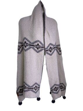 SIMPLY SOUTHERN Blanket Scarf Shawl Poncho Wrap with Pom Pom Fringe  38 x 20 in